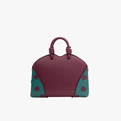Bolsa Mini Baú Carmen Roxo Berinjela com Verde Alga Marinha