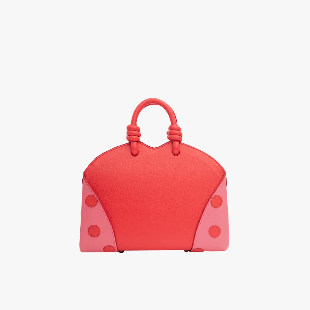 Bolsa Mini Baú Carmen Vermelho Pop Red com Rosa Pink Gum
