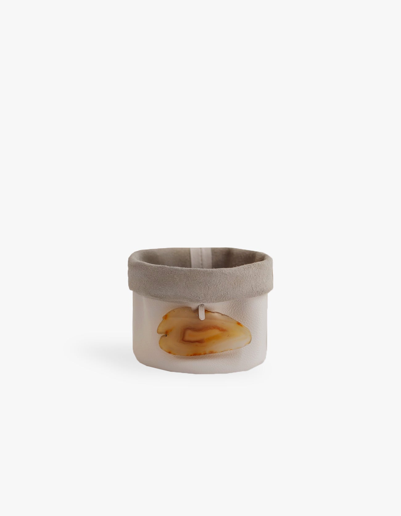 Cachepot de Couro Krystallos Off White PP