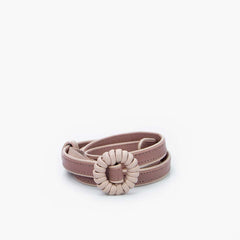 Cinto Fino Feminino de Couro Espanha Rosa Claro