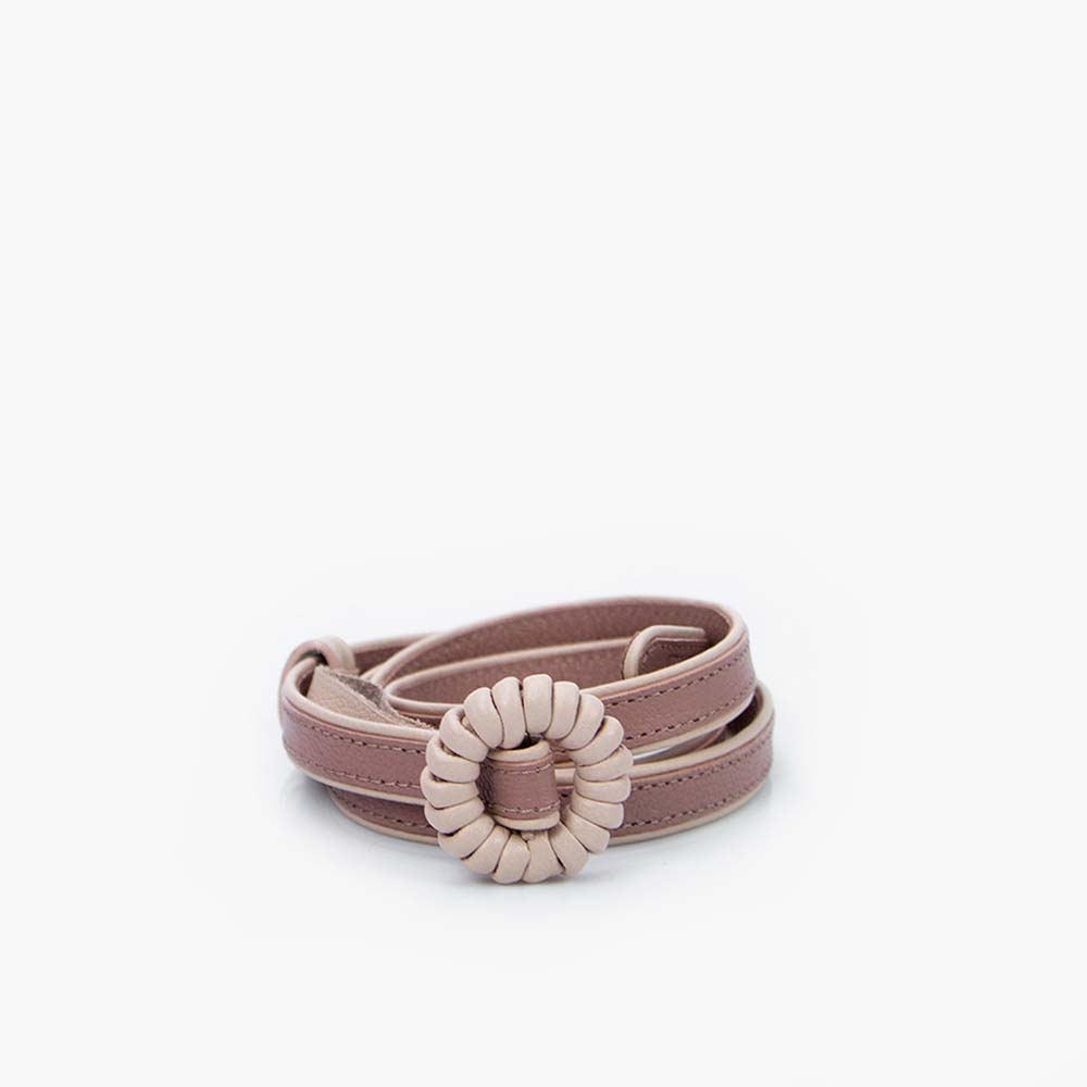 Cinto Fino Feminino de Couro Espanha Rosa Claro