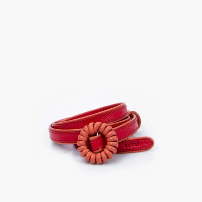 Cinto Fino Feminino de Couro Espanha Vermelho