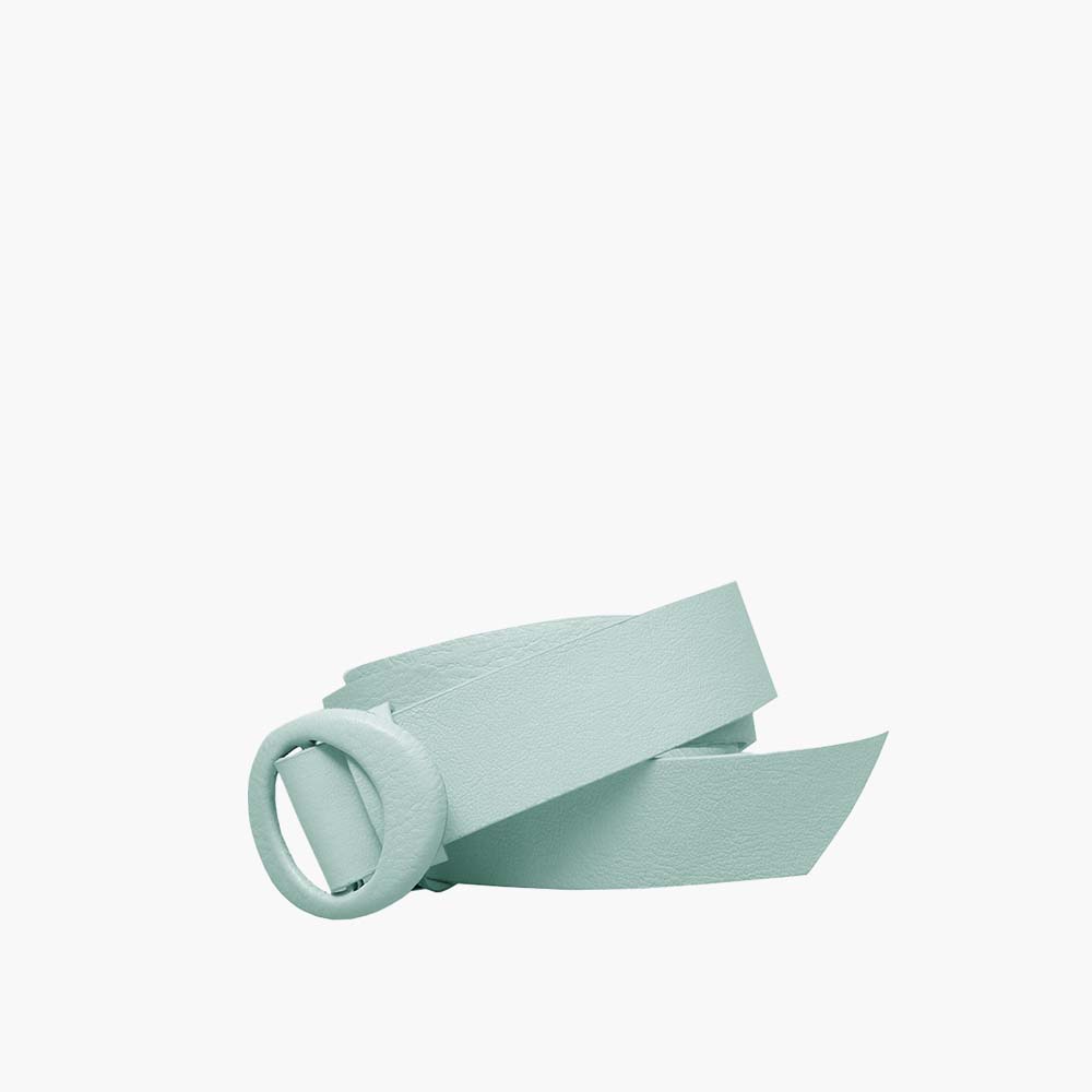 Cinto Fino Feminino de Couro Krystallos Verde Agua
