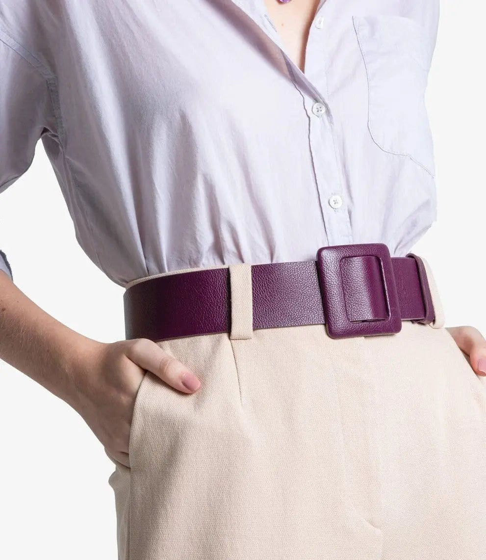 CINTO FEMININO DE COURO KRYSTALLOS ROXO KRYSTALLOS