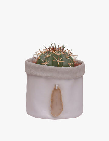 Cachepot de Couro Krystallos Off White M