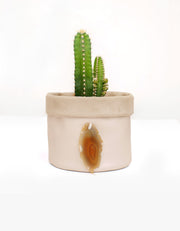 Cachepot de Couro Krystallos Off White P