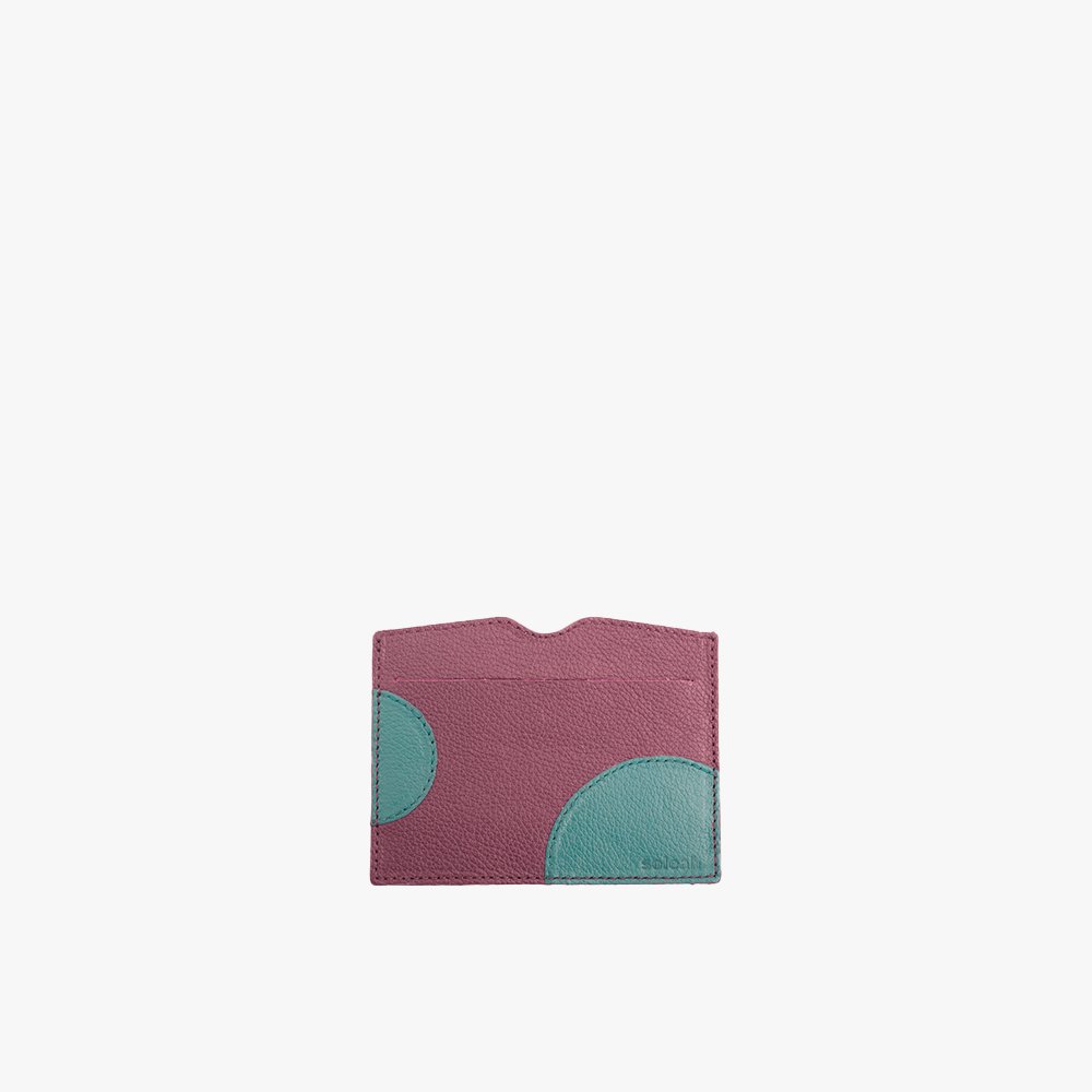 Porta Cartão Polka Roxo Berinjela com Verde Alga Marinha