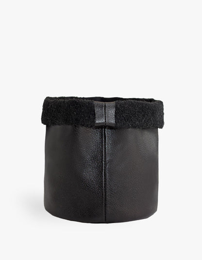 Cachepot de Couro Krystallos Preto G