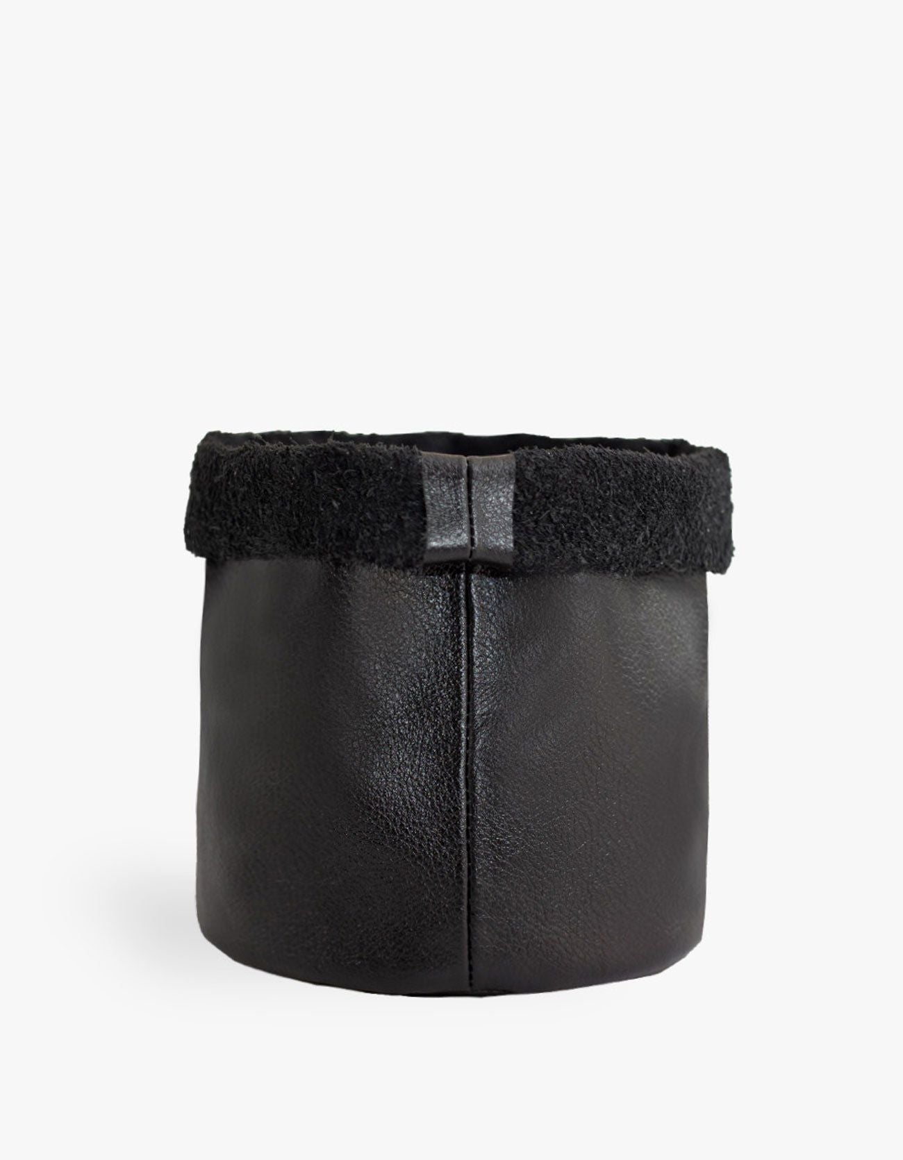 CACHEPOT DE COURO KRYSTALLOS PRETO