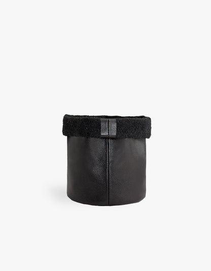 Cachepot de Couro Krystallos Preto M