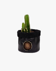 Cachepot de Couro Krystallos Preto P
