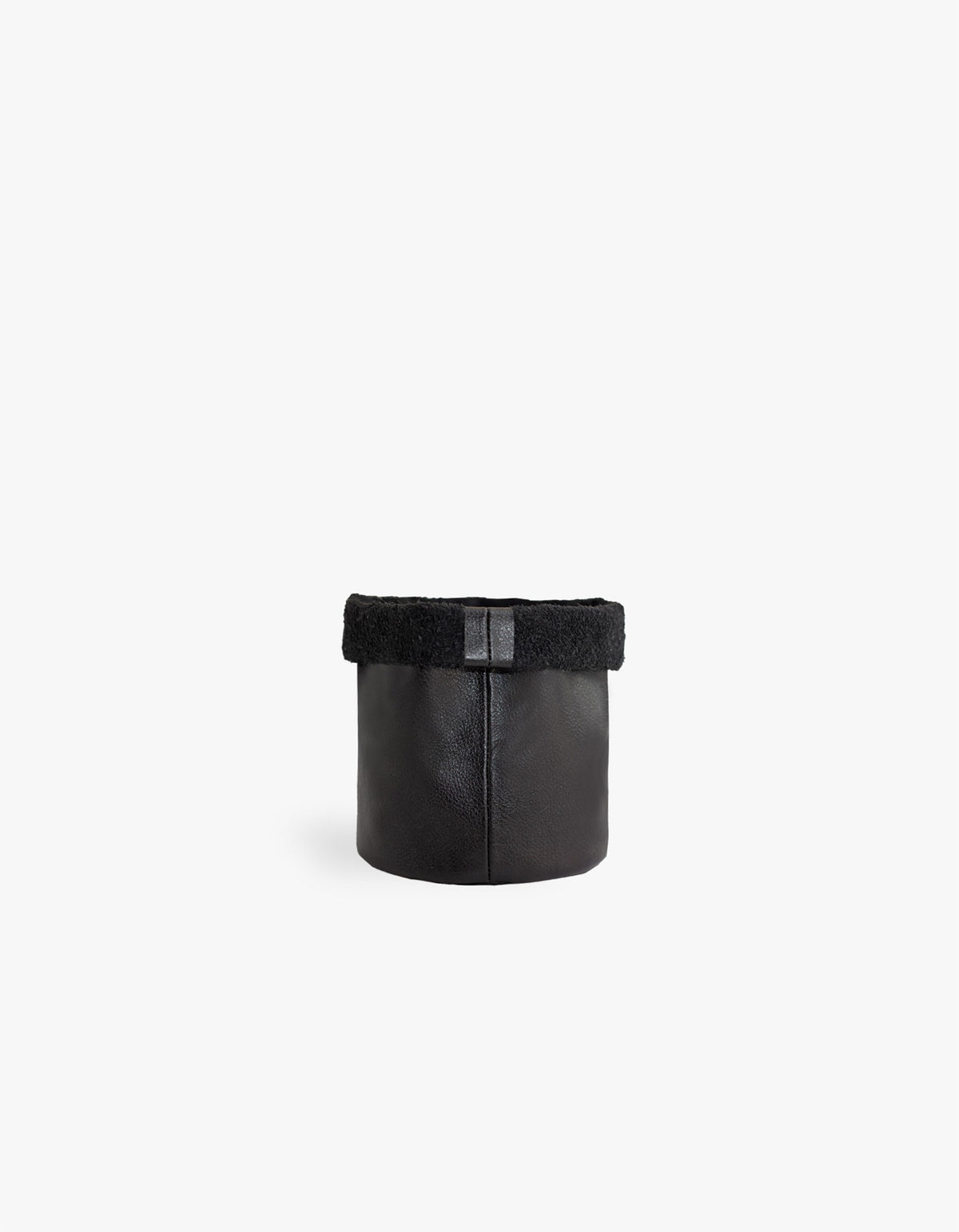 Cachepot de Couro Krystallos Preto PP