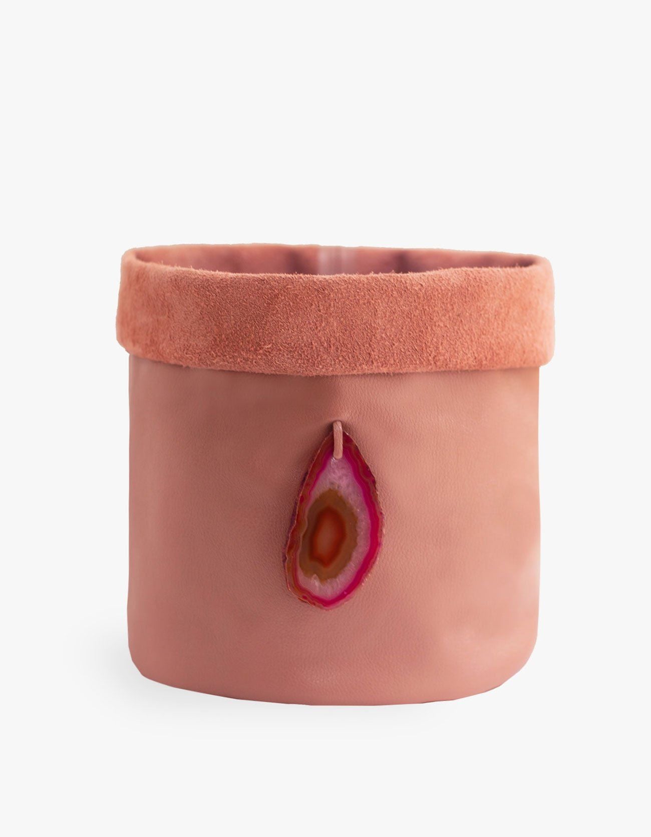 CACHEPOT DE COURO KRYSTALLOS ROSA