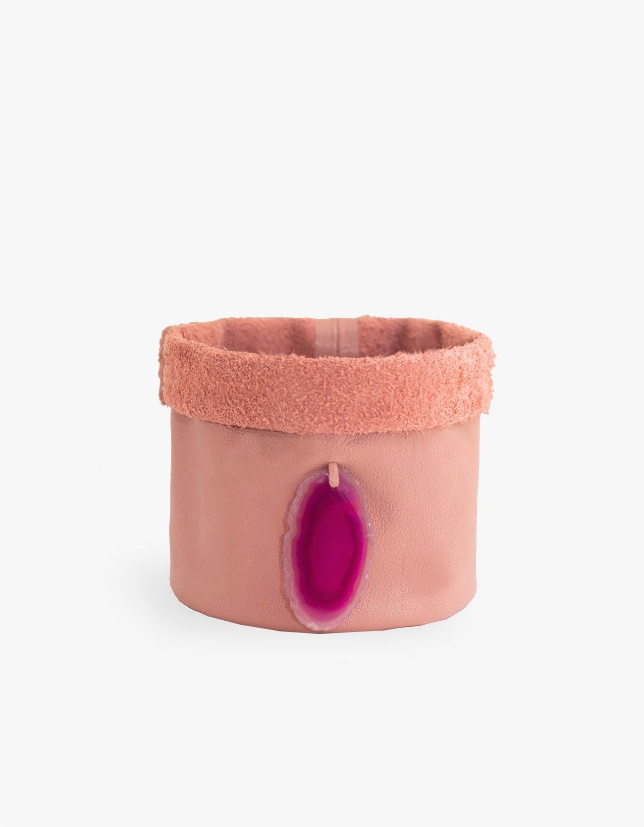 CACHEPOT DE COURO KRYSTALLOS ROSA