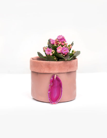 Cachepot de Couro Krystallos Rosa P