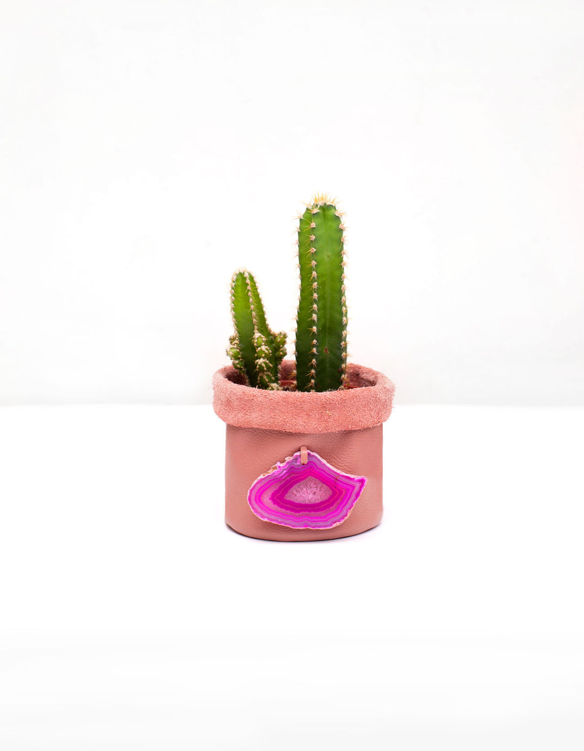 Cachepot de Couro Krystallos Rosa PP