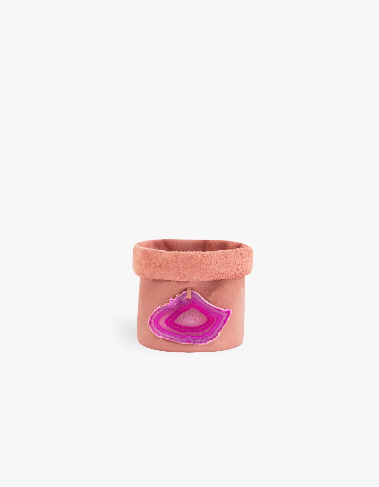 Cachepot de Couro Krystallos Rosa PP