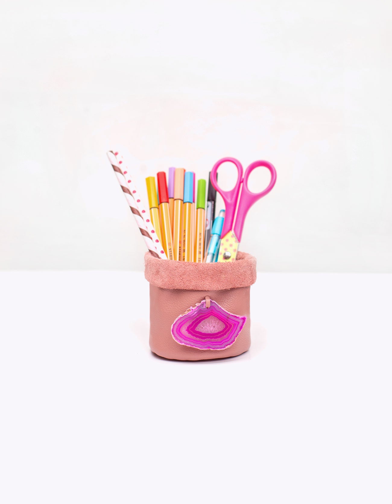 Cachepot de Couro Krystallos Rosa PP